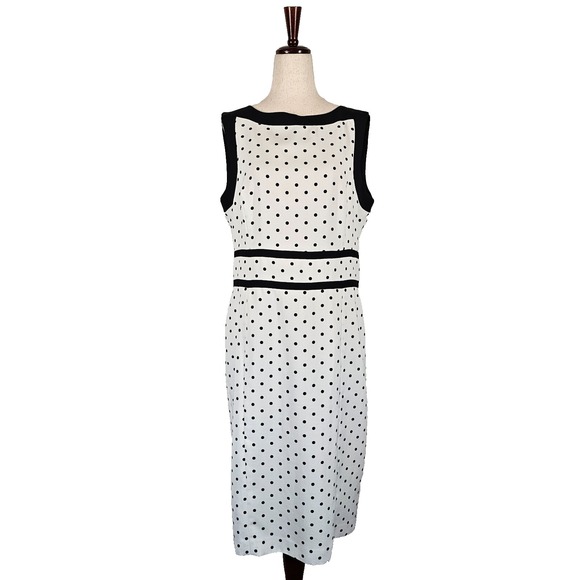 Black Label Dresses & Skirts - Black Label by Evan Picone Womens 12 White Black Polka Dotd Dress Flare Lined